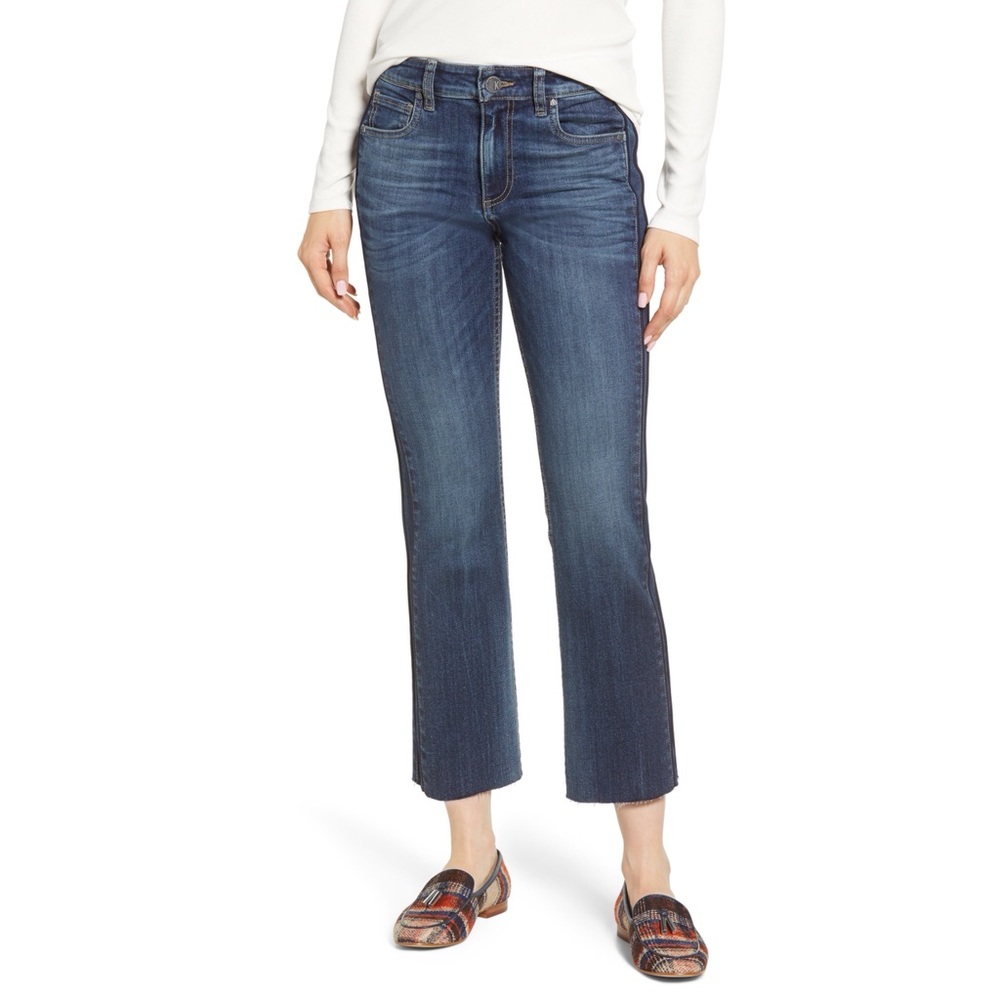 Kut From The Kloth Side Inset Kelsey Ankle Flare Jeans, Size 16 - Blue